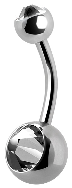 TITANIUM DOUBLE JEWELLED TITANIUM BABY BANANAS (BIG STONE)