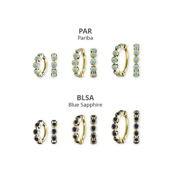 24K GOLD PVD SS316L HINGED CLICKER SET W. LAB CREATED GEMSTONE