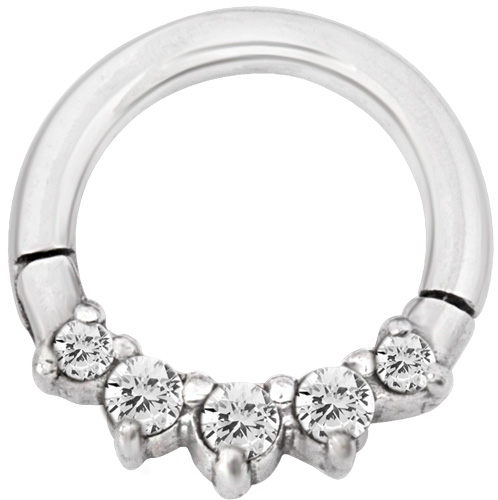 SS316L JEWELLED HINGED RING (PRONG SETTING)