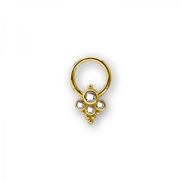 24K GOLD PVD SS316L CLUSTER STYLE CLICKER W. EPOXY BACK COVER